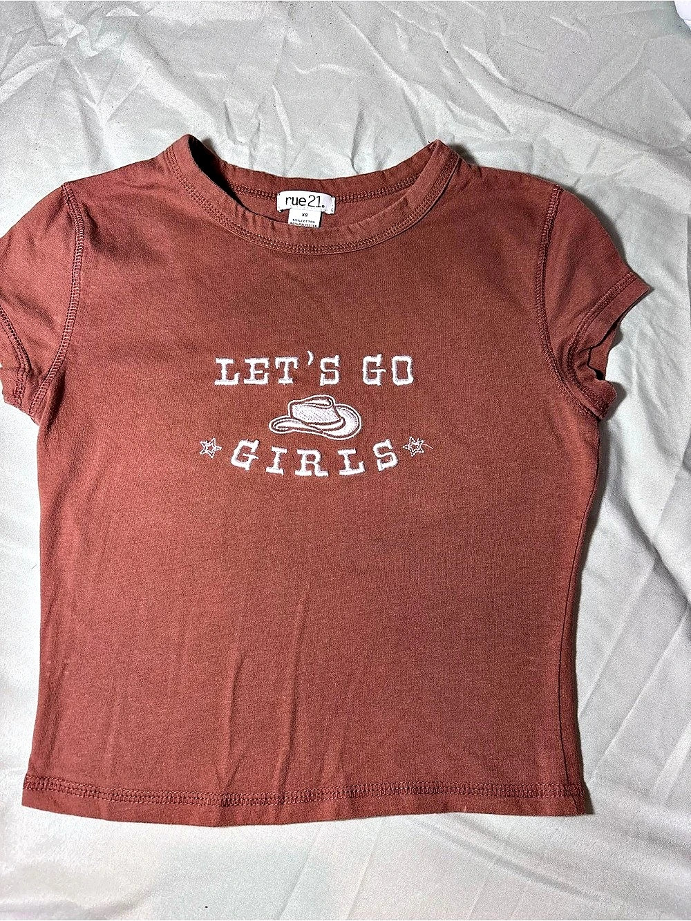 rue21 Let's Go Girls Cowgirl Short Sleeve Tee Brown XS
